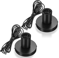 Lampe de table à base de vis E26/E27 standard US avec interrupteur à bouton-poussoir et cordon d'alimentation, lampe de table en fer noir et blanc