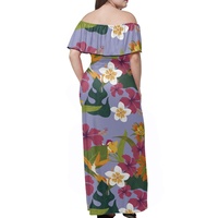 Robe longue d'été décontractée grande taille à épaules dénudées, volants, taille naturelle, en soie de lait, imprimé floral, avec fente