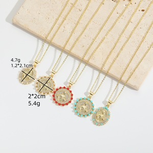 Venta caliente colgante religioso 14K oro plisado Virgen María encanto collar bonito collar de perlas para mujeres - Product Image 2