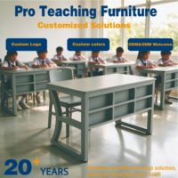 Ensemble bureau et chaise pour professeur, hauteur fixe 120 cm, design moderne, table d'étude en plastique avec structure en acier, anti-rayures, mobilier scolaire