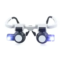 Loupe de lunettes à lumières LED 8x 15x 23x Loupe de tête à double lentille pour réparation de montres électroniques