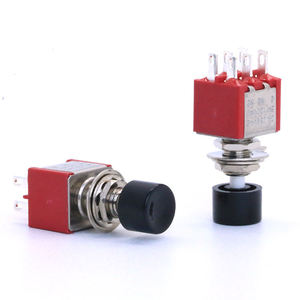 6Pin DPDT DS-622 üzerinde basmalı düğme anahtarı 2A 250VAC/ 5A 125VAC on-(on) kırmızı konut 6MM küçük basma düğmesi - Product Image 1