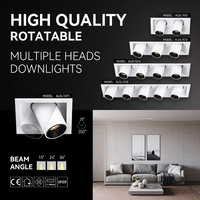 ALPHALUCE Spot encastré multi-têtes réglable, orientable avec grille, downlight à 1/2/3/4/5 têtes