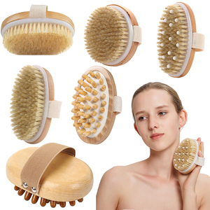 Livraison Rapide Brosse de Bain en Bois pour Peau Sèche, Brosse Corporelle à Poils en Bambou Naturel pour Exfolier la Peau - Product Image 3