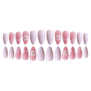 Faux <span class=keywords><strong>ongles</strong></span> à presser faits main, style INS, motifs léopard et fleurs, forme amande, pour DIY et fêtes, vente en gros transfrontalière, certifiés CE - Product Image 4