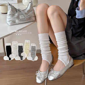 Chaussettes de veau sans <span class=keywords><strong>pied</strong></span> pour femmes de style ballet amincissant gris tricoté longueur d'équipage belles jambes caractère rayé pour le printemps hiver - Product Image 4
