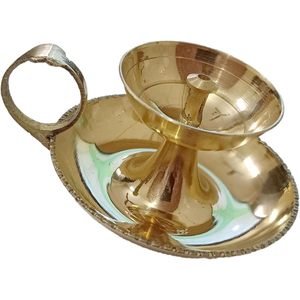 PARIJAT HANDICRAFT Diseño moderno Lámpara de aceite de latón Puja India hecha a mano Aarti & Diya en uno con llama compatible para uso decorativo - Product Image 3