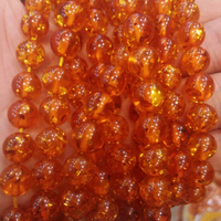 Vente en Gros Perles Rondes en Ambre Jaune Rouge de 4mm à 12mm, Perles Pierres Précieuses Libres en Fil pour la Fabrication de Bijoux