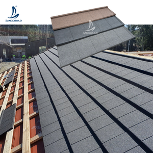 Tuiles métalliques modernes revêtues de pierre, personnalisation d'échantillons, <span class=keywords><strong>prix</strong></span> des tuiles métalliques revêtues de pierre, bardeaux pour toits résidentiels - Product Image 5