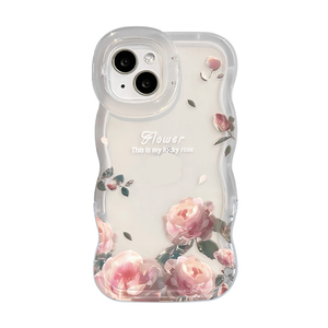 Funda Protectora de TPU con Borde Ondulado y Doble Soporte Invisible con Estampado de Rosas de Lujo para <span class=keywords><strong>iPhone</strong></span> 11 <span class=keywords><strong>12</strong></span> 13 14 15 16 17 Pro Max - Product Image 4
