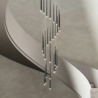 Lustre conique moderne en acier inoxydable doré, lampe suspendue sur mesure pour hôtel, escalier en colimaçon, villa, décoration de plafond haut