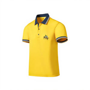 Chemises de golf vintage pour hommes de haute qualité, anti-froissement, manches courtes, col brodé, 100% coton tricoté, imprimé, prix bas aux États-Unis - Product Image 3