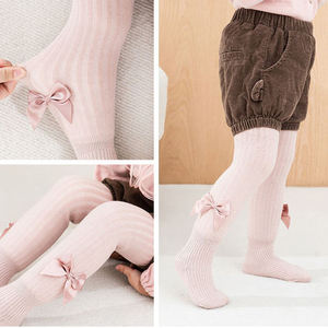 Nuovo arrivo Leggings da <span class=keywords><strong>bambina</strong></span> con fiocco <span class=keywords><strong>a</strong></span> <span class=keywords><strong>righe</strong></span> collant Leggings in pile per bambini collant caldi invernali spessi - Product Image 2