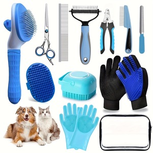 Set di 12 Pezzi Lusso Cartoon in Metallo <span class=keywords><strong>per</strong></span> la Rimozione dei Peli di Animali Domestici, Districante e Massaggiante, Include Tagliaunghie e Spazzole <span class=keywords><strong>per</strong></span> Gatti e <span class=keywords><strong>Cani</strong></span> - Product Image 6