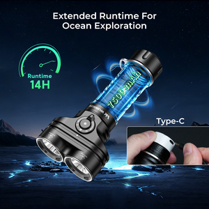 Lampe de plongée LED Wurkkos 6000 lumens, lampe de plongée de nuit robuste, double source de lumière, lampe de recherche d'urgence portable - Product Image 5