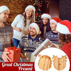 Hstyle bricolage noël bambou et assiettes en bois <span class=keywords><strong>cerf</strong></span> arbre en forme de traiter les assiettes de fête assiettes en Carton en bois naturel - Product Image 6