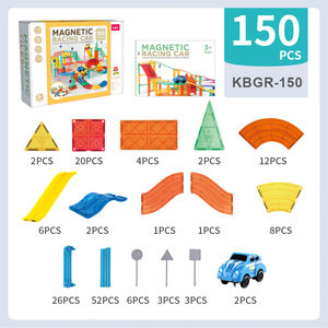 150 Uds. Fábrica al por mayor nuevo diseño pista de transporte azulejos magnéticos juguetes magnéticos imán STEM juguetes educativos para niños - Product Image 5