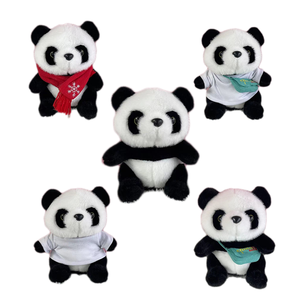 Peluche <span class=keywords><strong>Panda</strong></span> de 20 cm, jouet en peluche personnalisé avec logo sur chemise, divers ensembles, tissu en peluche courte et douce, poupées pour bébés - Product Image 1