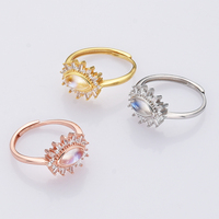 Vente en gros plaqué or personnalisé bague femme en argent sterling 925 pierre de lune bague bijoux mauvais œil