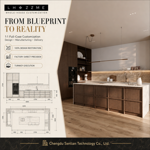 Mobili da <span class=keywords><strong>Cucina</strong></span> Modulari in Rovere Affumicato e Travertino Romano, Senza Maniglie, <span class=keywords><strong>con</strong></span> Piano in Pietra <span class=keywords><strong>a</strong></span> Giunzione Angolare, Produttore OEM ODM per Tutta la Casa - Product Image 6