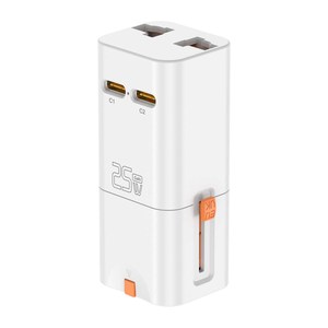 25W GaN Universal Travel <b>Adapter</b> Mini Lipstick Size International <b>Plug</b> Converter with 2 <b>USB</b>-<b>C</b> PD Fast Charging - Product Image 2
