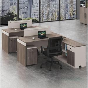 Poste de travail moderne de luxe en bois pour 2 à 8 personnes, bureau cloisonné avec tiroir en acier pour mobilier de bureau de villa - Product Image 1