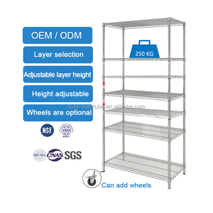 Vente en gros de supports d'entrepôt de haute qualité Grillage en acier inoxydable à 8 niveaux Étagère réglable en treillis métallique en acier - Product Image 2
