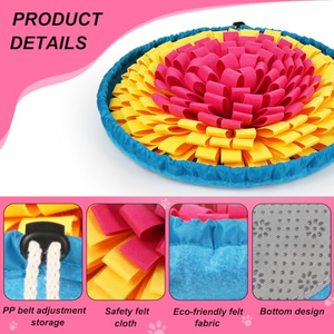 Gamelle pour chien moderne, portable, pliable, écologique, en feutre, à alimentation lente, et tapis olfactif floral pour l'entraînement, le jeu de puzzle automatique et la réduction de l'anxiété - Product Image 4