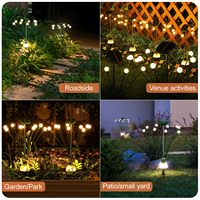 Nuevo 2 en 1 Luz de luciérnaga con energía solar Impermeable Starburst Viento Oscilante Luces de luciérnaga Decoración Vacaciones al aire libre Jardín Luz solar