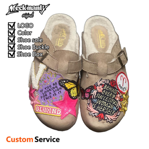 Sabots à enfiler en daim marron style allemand 2026, bout fermé, semelle épaisse en liège, soutien de la voûte plantaire, plats, respirants, légers, pour hommes et femmes - Product Image 1