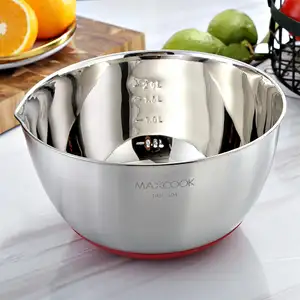 Maxcook Hot Bán 2024 Thép Không Gỉ Bát Bộ Cho Trộn Salad Rửa Rau Với Non-Slip Silicone Cơ Sở Trộn Bát