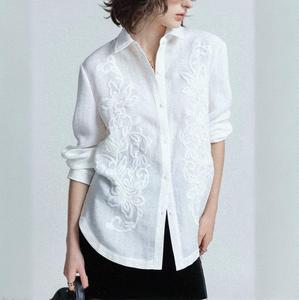 <span class=keywords><strong>เสื้อ</strong></span>ผู้หญิงผ้าลินิน/ผ้าฝ้ายปัก<span class=keywords><strong>ลาย</strong></span><span class=keywords><strong>ดอกไม้</strong></span>พรีเมียม <span class=keywords><strong>เสื้อ</strong></span>เชิ้ตติดกระดุมสวยหรู สวมใส่สบาย ระบายอากาศได้ดี แห้งเร็ว - Product Image 2