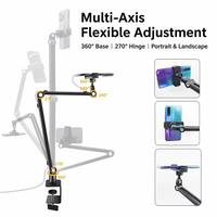 Support de téléphone à pince pour bureau avec rotation à 360° °   Support de tablette universel à bras flexible rotatif avec pince en C (1-6 cm) pour bureau et lit OEM