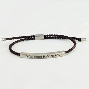 Bracelet en corde tressée ajustable avec inscription « DIOS TIENE EL CONTROL » – Cadeau de bijoux inspiré de la mode pour femmes et hommes - Product Image 4