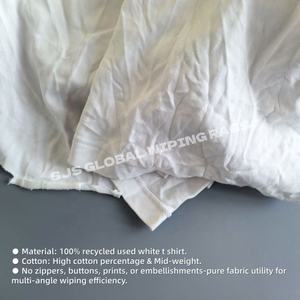 Trapos de Limpieza 100% Algodón, Blancos, para Uso Industrial en Talleres, Absorción de Aceite, Paquete de 50 kg, Trapos de Camiseta - Product Image 4