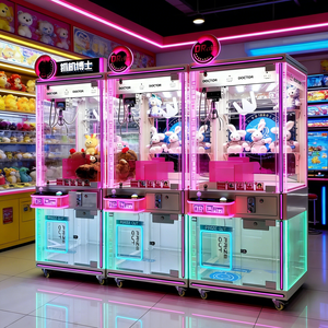 Macchina Arcade Artiglio della Gru con Vano Portaoggetti Superiore per Grandi Centri di Gioco, Macchina a Gettoni per Bambole in Inglese con Vetro Temperato in Metallo - Product Image 1