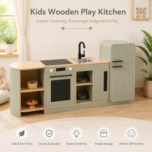Meubles Montessori en bois pour la maternelle et la garderie, ensemble de cuisine de jeu de rôle moderne pour centre d'apprentissage et de soins aux enfants - Product Image 2