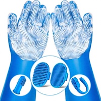 Gants portables de toilettage et de bain pour chiens et chats avec poils doux pour le nettoyage des poils d'animaux