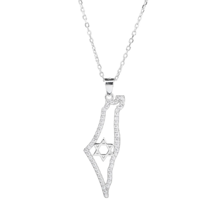 Israel bản đồ Vòng cổ biểu tượng người Do Thái hỗ trợ ngôi sao của Israel David bên trong bản đồ quà tặng người Do Thái jewlery - Product Image 3