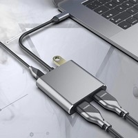 Station d'accueil 4-en-1 Type-C avec double sortie USB 3.0, charge rapide PD et extension multi-écrans pour ordinateurs portables, MacBook, téléphones et tablettes