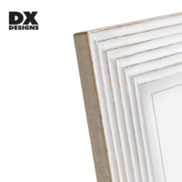Bingkai Foto Kayu Rustic Farmhouse DX Designs, Ukuran 4x6 5x7 8x10 Inci, Warna Putih Antik Berlapis-lapis dengan Alur