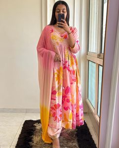 Vente en gros d'usine Maslin costume Anarkali Kurti pantalon afghan pour occasion spéciale d'exportation de l'Inde - Product Image 5