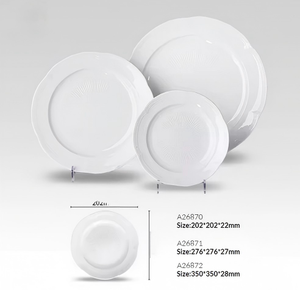 <span class=keywords><strong>Assiettes</strong></span> de table en céramique <span class=keywords><strong>vintage</strong></span> européennes avec motif gaufré élégant, service de table de mariage de style classique, caractéristiques du stock. - Product Image 4