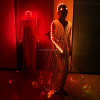 Robe de danse élégante en fibre optique LED pour spectacle de ballet, tenue de scène pour filles, spectacle théâtral, concert, festival, fête, événement