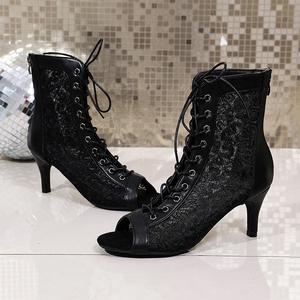 Nouvelles sandales sexy pour femmes à talons hauts, motif sur le dessus, chaussures montantes à lacets + talons fins de 7 cm, fermeture éclair M-SP-51 - Product Image 3