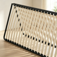 Sommier de lit en métal avec lattes en bois courbées en diagonale, sommier à lattes robuste pour hôtel, appartement, chambre à coucher