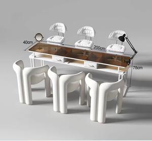 Equipo de Manicura para Salón, Mesa de Manicura Moderna Blanca, Mesa de Manicura de Vidrio Templado y Juego de Sillas, Mesa de Manicura - Product Image 3
