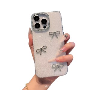 Funda para iPhone 16 de Apple, con un lindo lazo, lujosa, con diamantes, para mujer, de cobertura total, a prueba de golpes. - Product Image 5