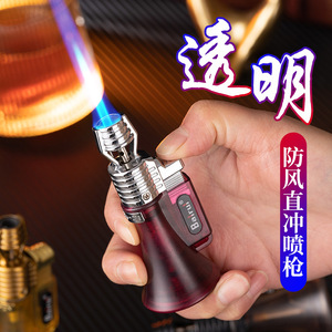 Briquet à gaz transparent à jet direct, coupe-vent, pour cigares et moxibustion, avec combustible au butane - Product Image 1