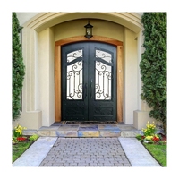 Porte d'entrée double haut de gamme en fer forgé pour villa